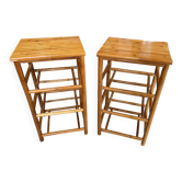 Paire de tabouret de bar haut bambou vintage