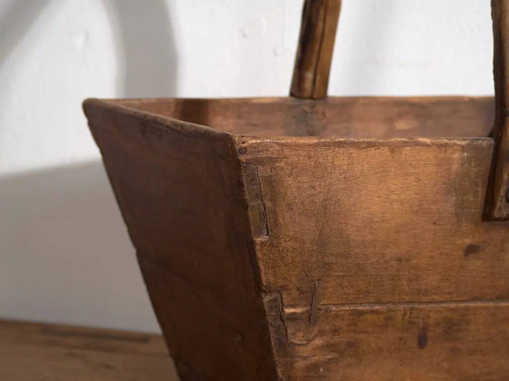 Antique solid wood basket (c.1900) #55