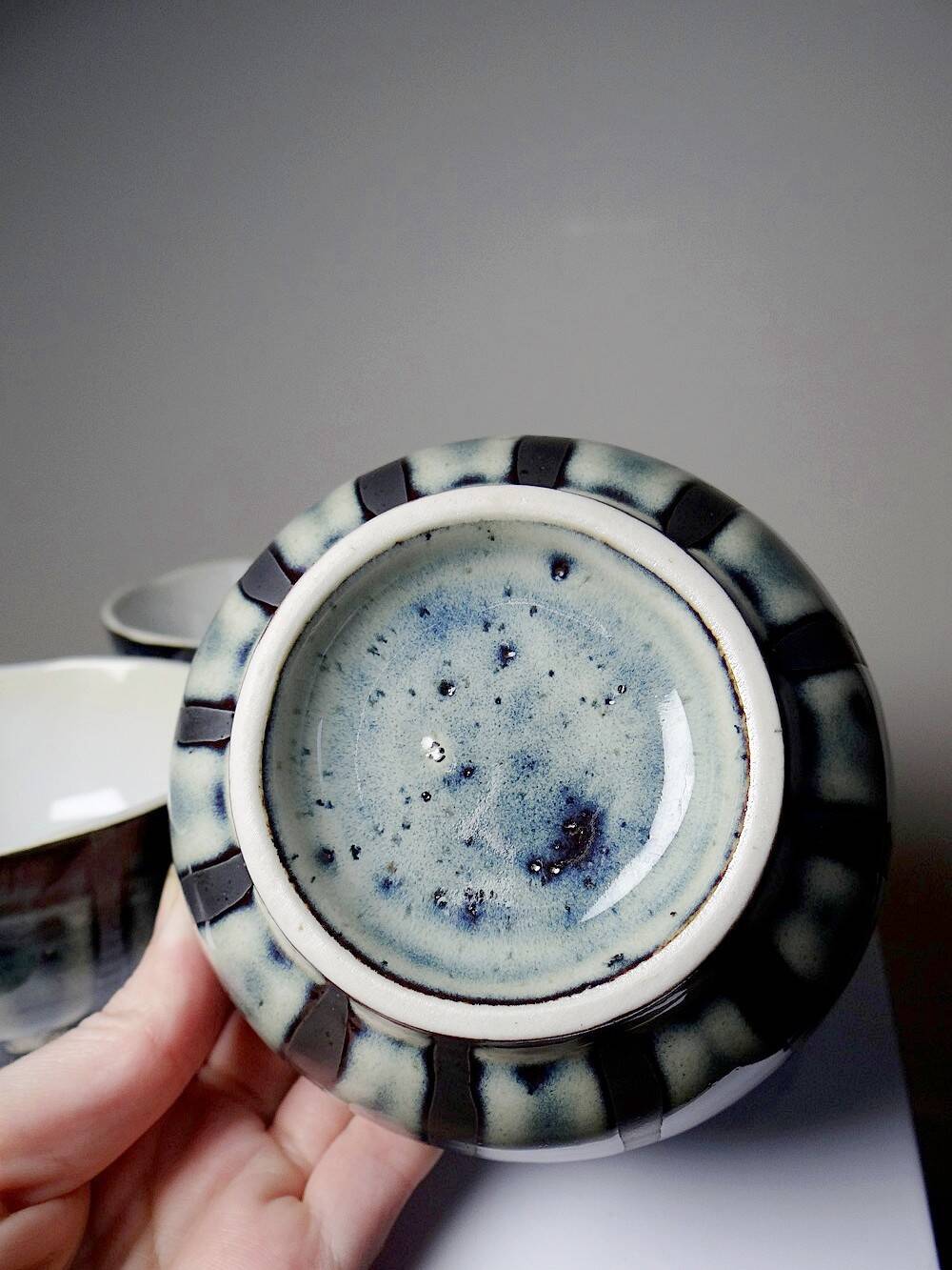 4 Japanese style handcrafted glazed ceramic bowls