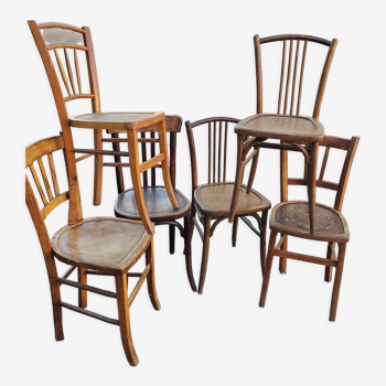 Set of 6 bistro chairs depareille