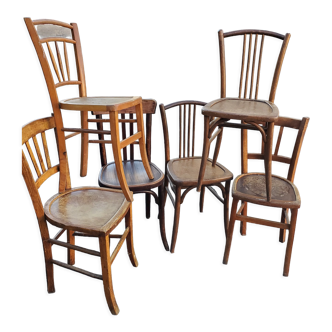 Set of 6 bistro chairs depareille