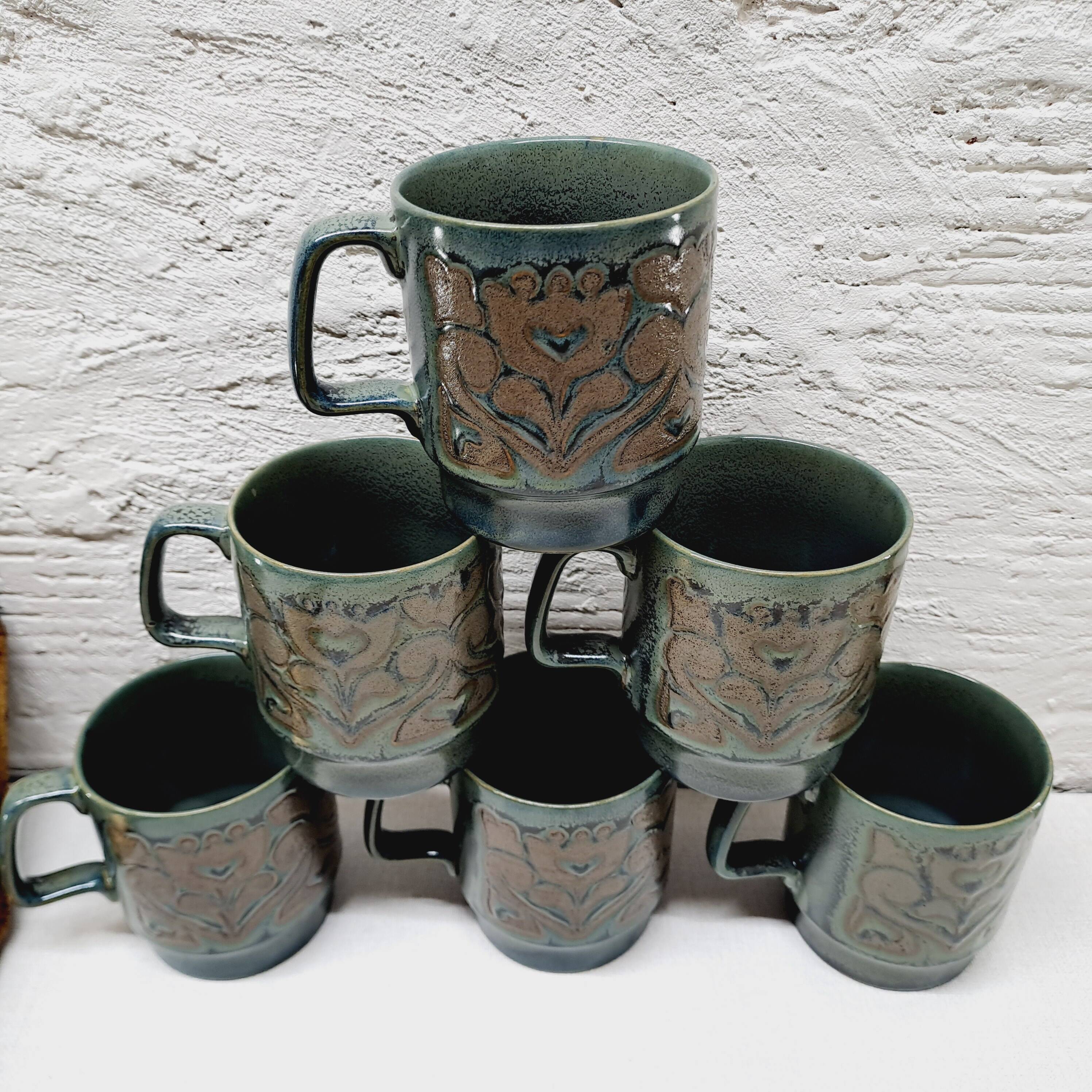 Set 6 mugs vert et bronze