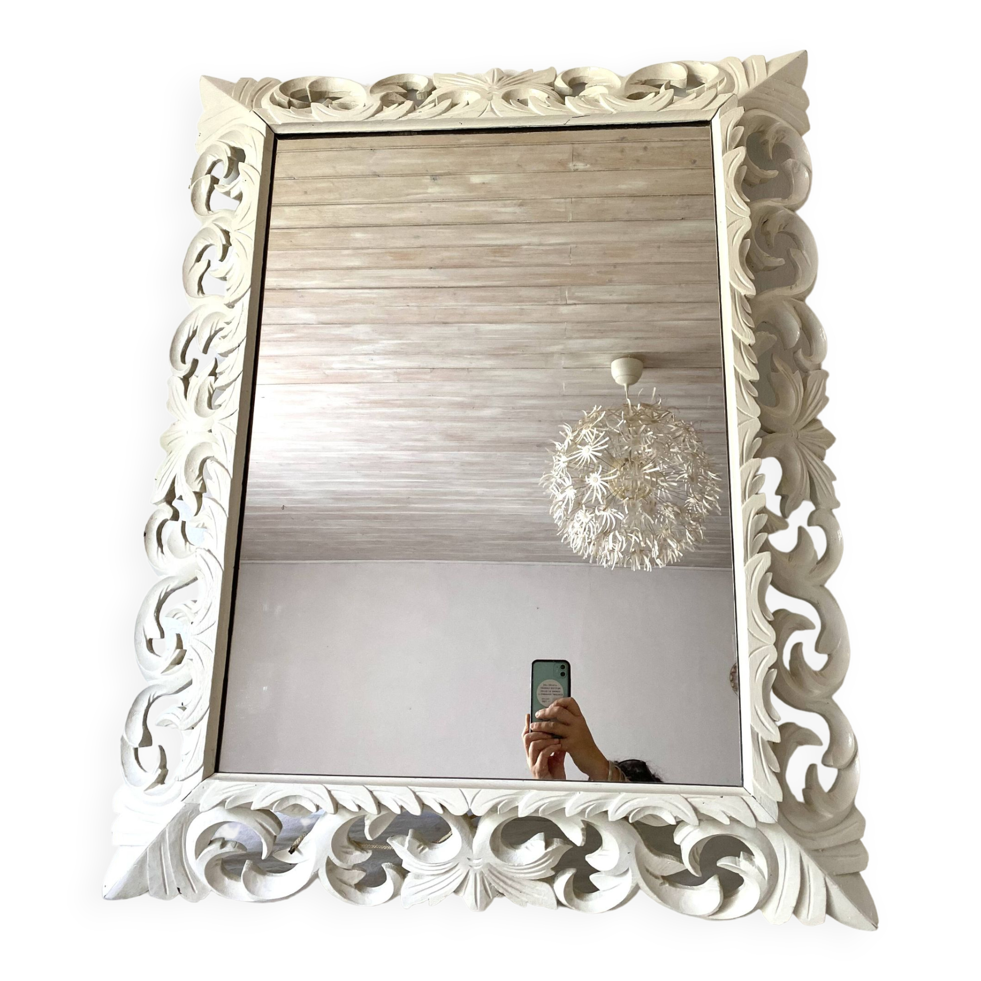 Antique Henri II style mirror, in openwork carved wood