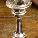 Pair of brass and stone candlesticks
