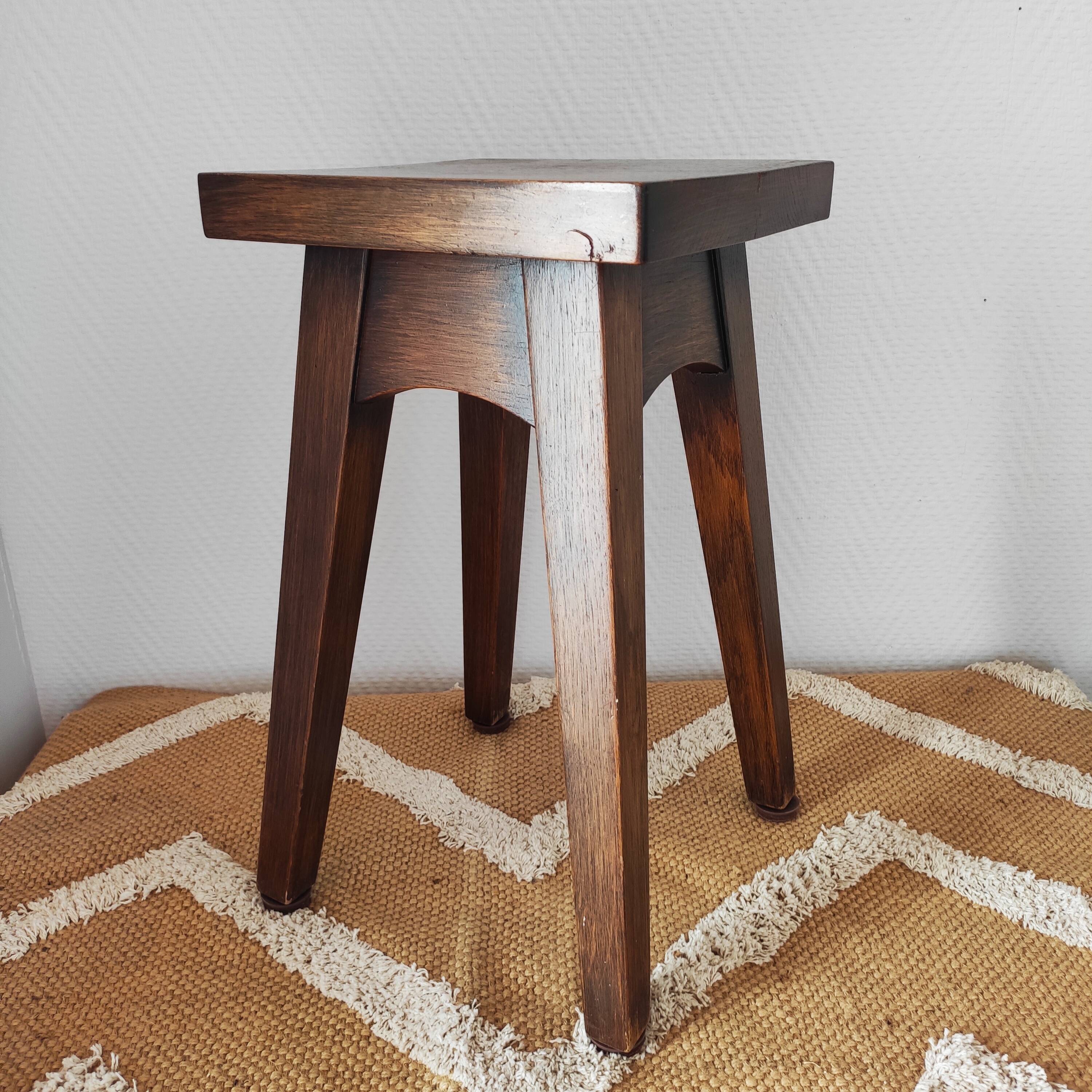 Vintage solid oak stool