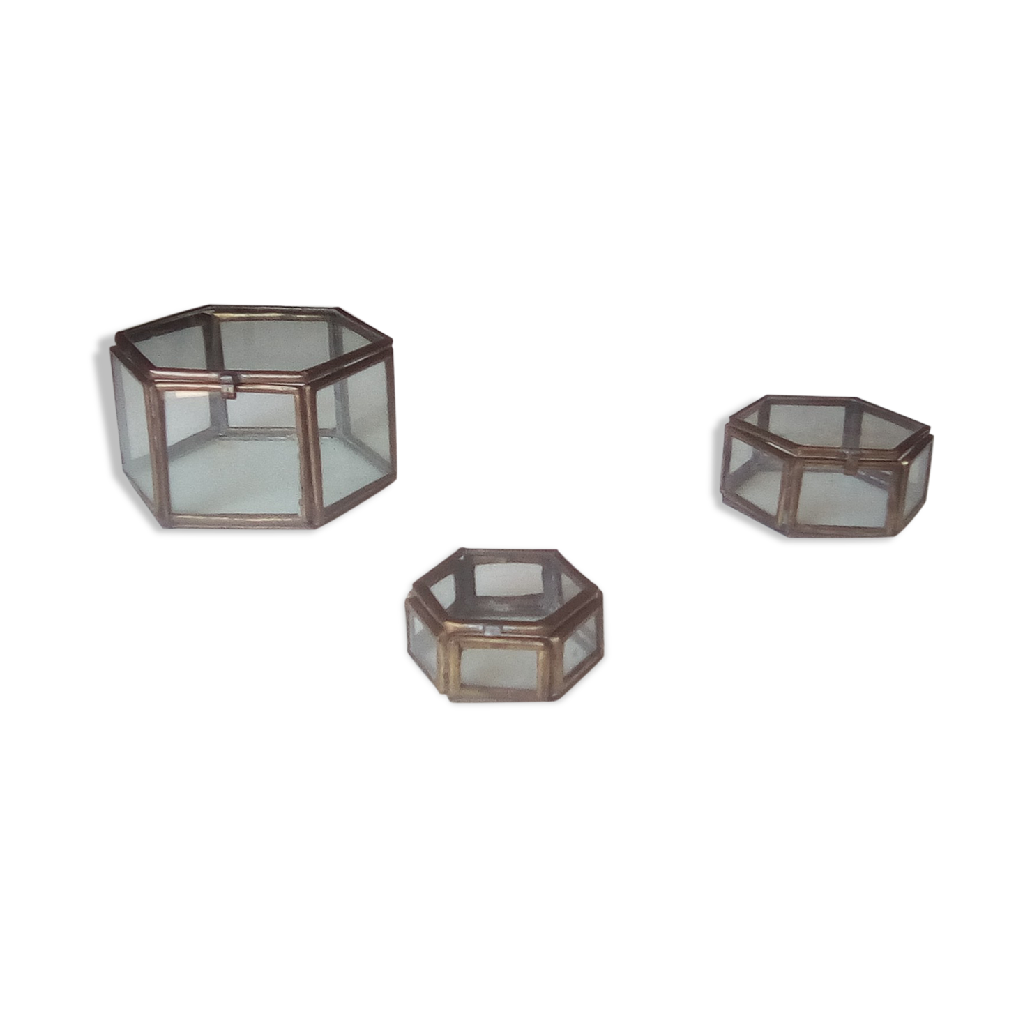 Jewelry box showcase trundle glass and brass 50s/60s