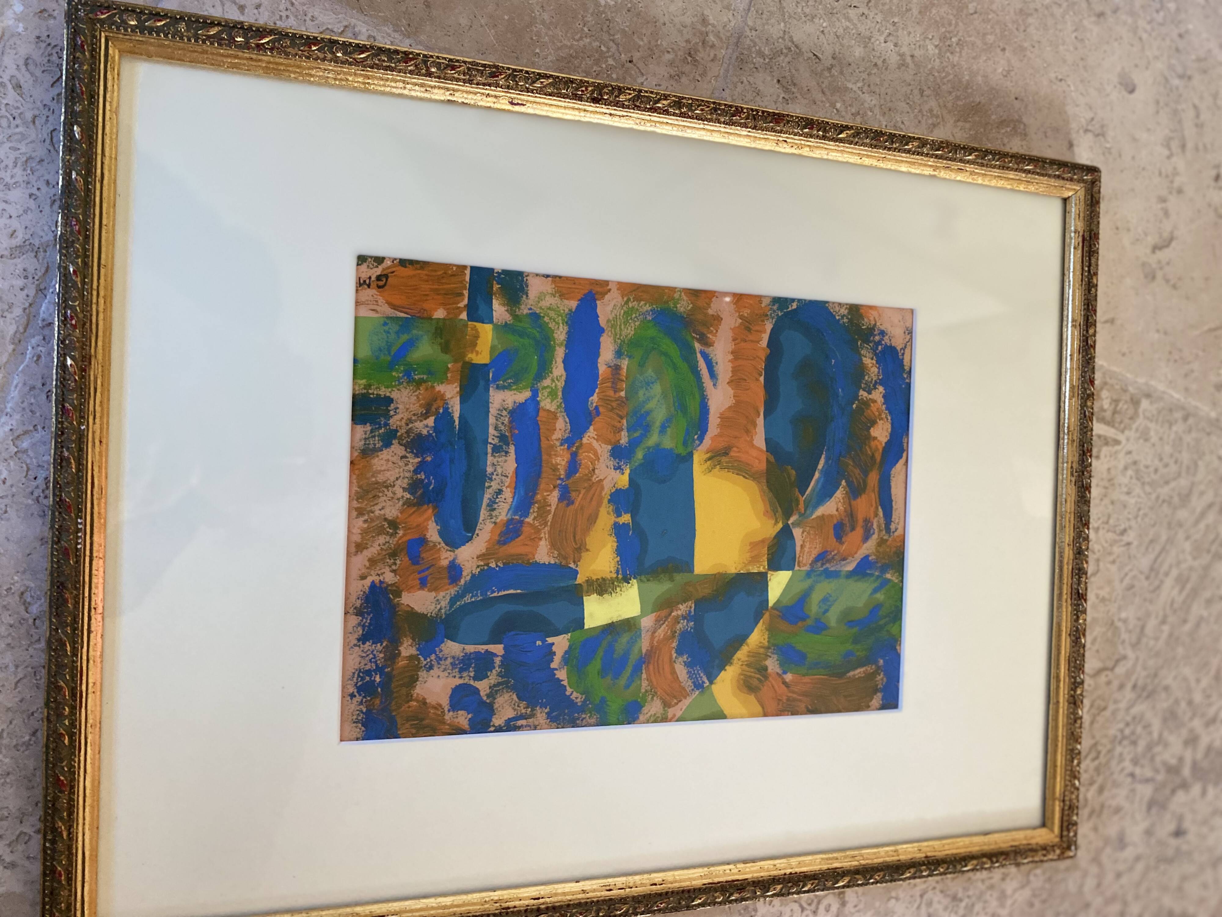 Oil on paper, wooden frame, glass