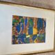 Huile sur papier, cadre bois, vitre
