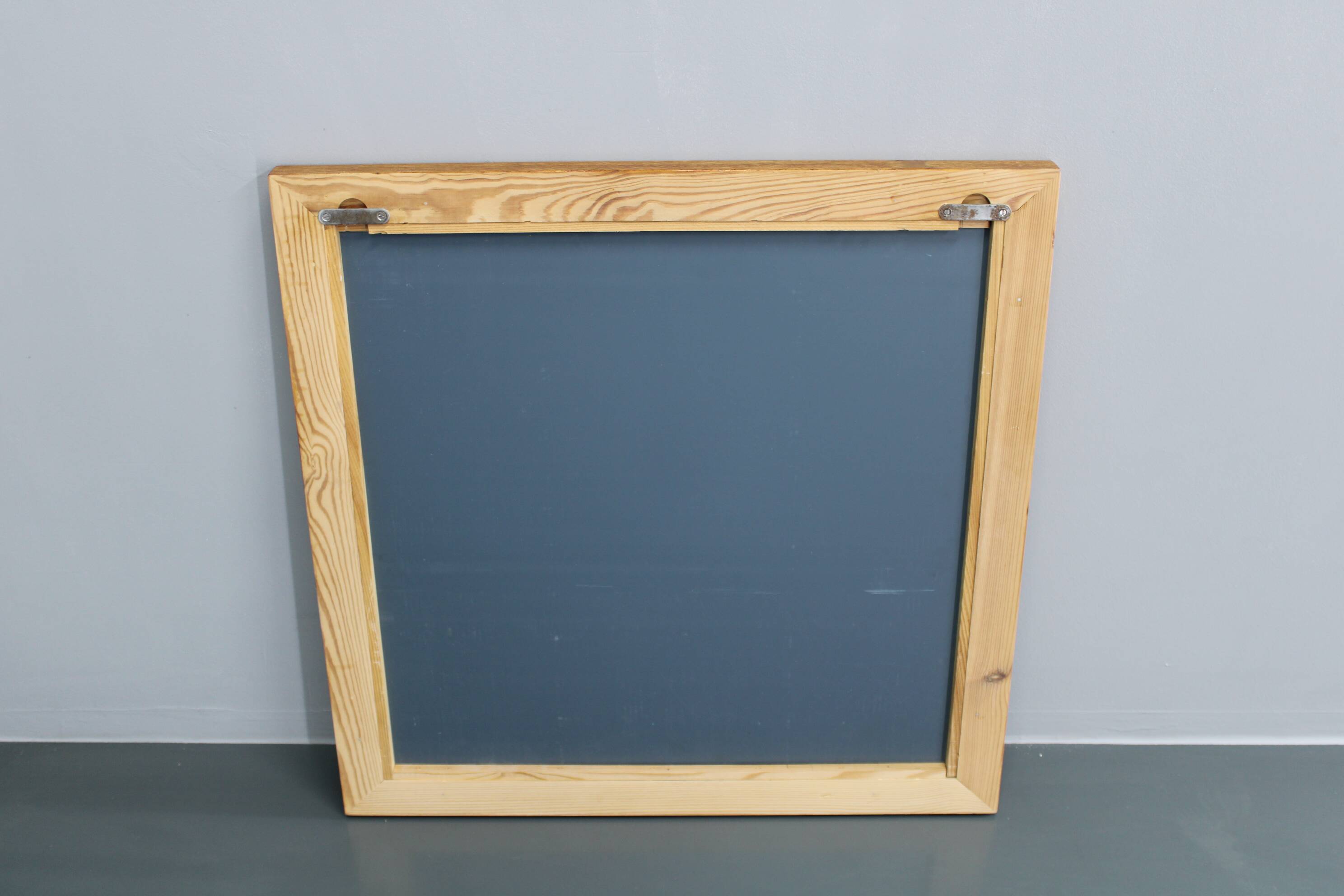 1970s Pair of Oak Large Square Mirrors, Czechoslovakia
