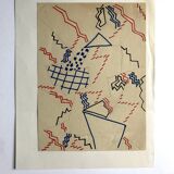 Elie dayan, untitled (abstract composition 3). felt pen on paper.