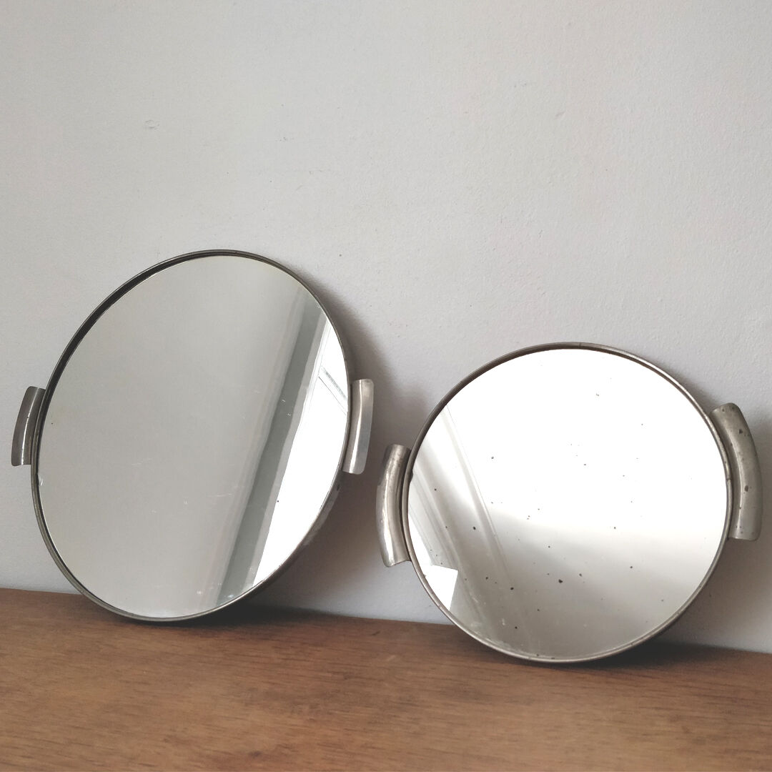 Two vintage mirror trays 50s