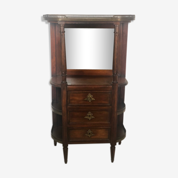 Meuble d'appoint de style Louis XV dessus marbre et galerie laiton années 1920