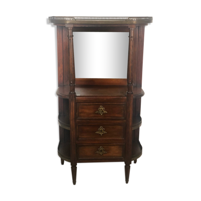 Meuble d'appoint de style Louis XV dessus marbre et galerie laiton années 1920