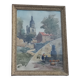 Watercolour painting of a countryside village.