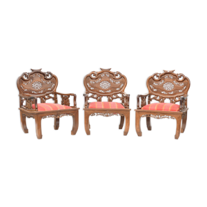 suite de 3 fauteuils chinois