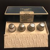Set of 4 “Christofle” salt cellars in solid silver and glass