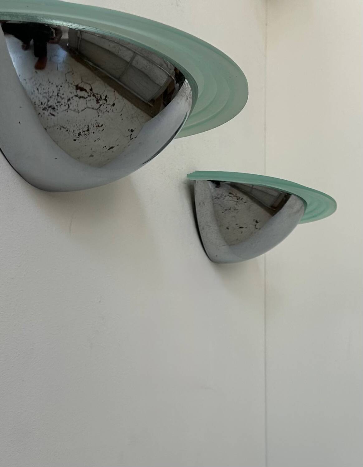 Pair of vintage wall lights, chrome and altuglass, Sweden 1970