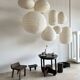 Average suspension in rattan and natural linen with a Japanese droplet shape H