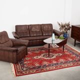 Brown leather armchair, Swiss design, 1970s, manufacture: De Sede