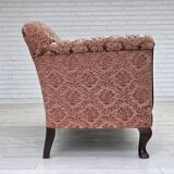 1960s, 3-seater Danish sofa, original salmon pink furniture velour.
