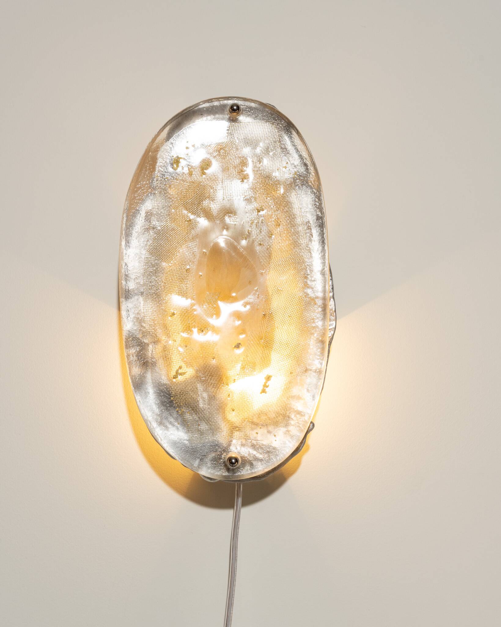 Oval wall light in glass, brass and aluminum No.11