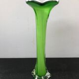Vase soliflore multicouche vert intérieur blanc vintage
