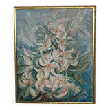 Mid Century Swedish Oil on Canvas – “White Lilies” by Torsten Hult
