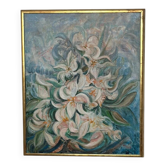 Mid Century Swedish Oil on Canvas – “White Lilies” by Torsten Hult
