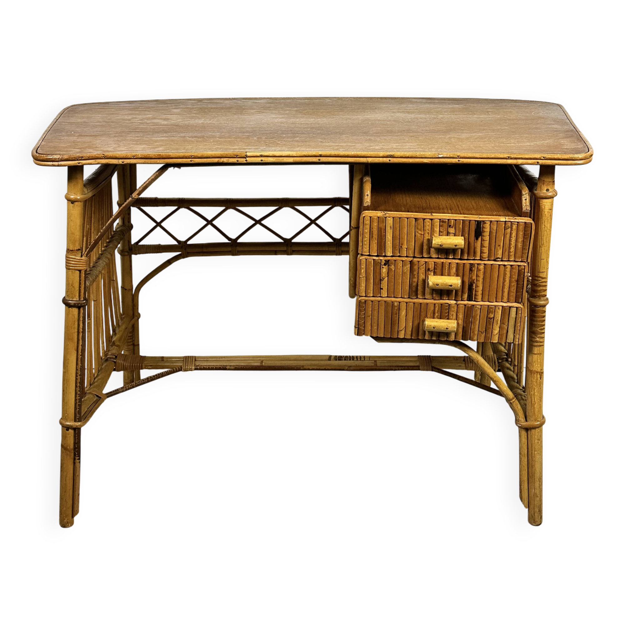 Vintage rattan desk 1960