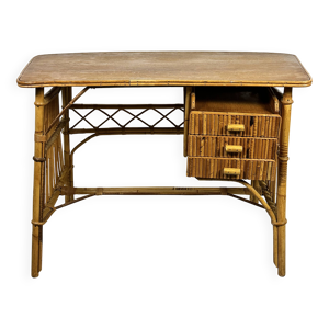 bureau en rotin vintage