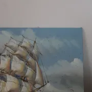 Marine painting on canvas signed "Sartini" – Large sailing ship at sea – 40 × 30 cm
