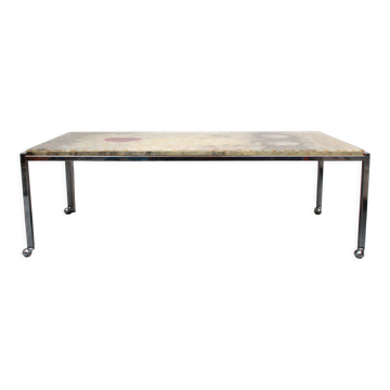 1970s space age coffeetable with pebble stones and acryl