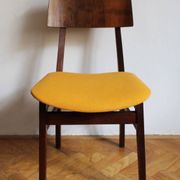 Vintage dining chair from the 1960s, Scandinavian style, wood and fabric.