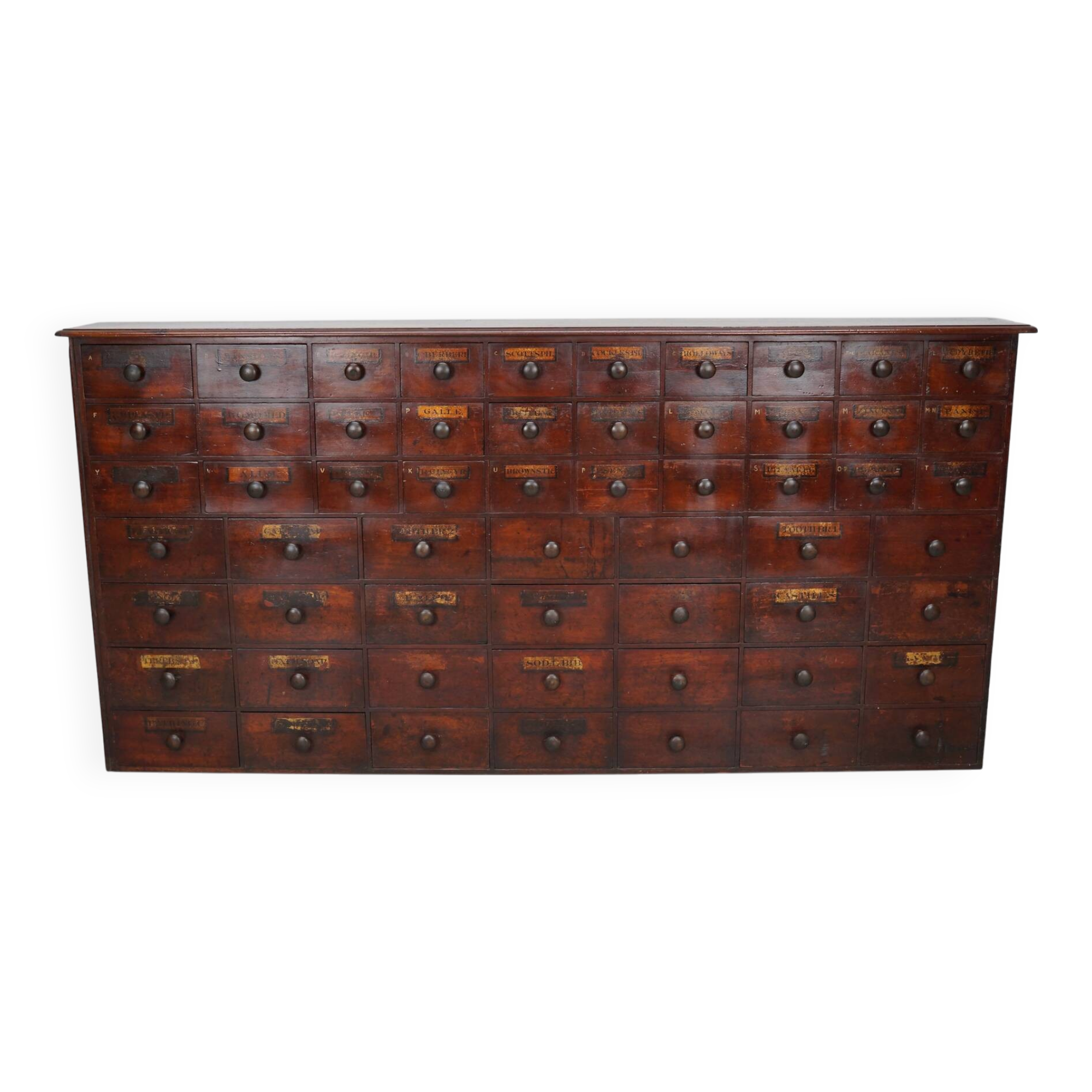 Antique Hardwood Apothecary Cabinet / Bank of Drawers, England, 19th Centur