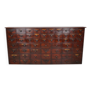 Antique Hardwood Apothecary Cabinet / Bank of Drawers, England, 19th Centur