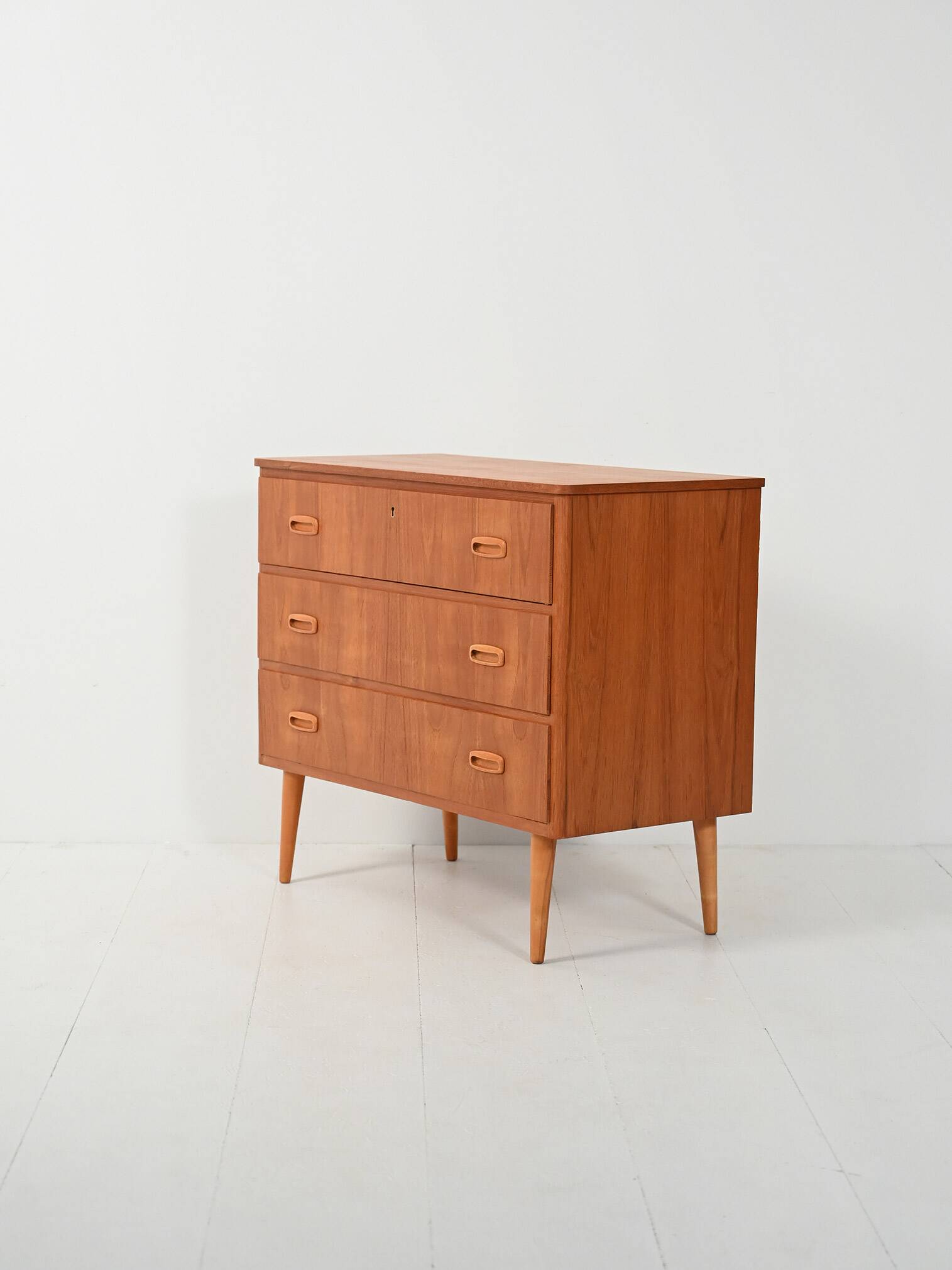 Scandinavian teak chest of drawers with oak details