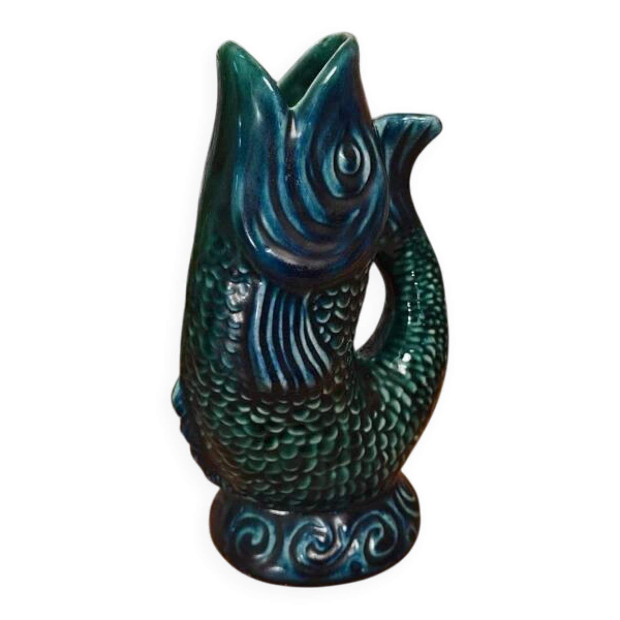 Pichet poisson en porcelaine estampillée vintage