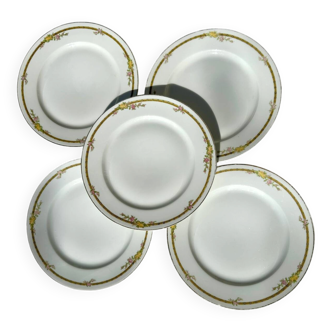 5 dessert plates in Limoges porcelain - Raynaud & Co