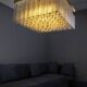 Bohemian flush-mount light in textured glass & brass, 1960s