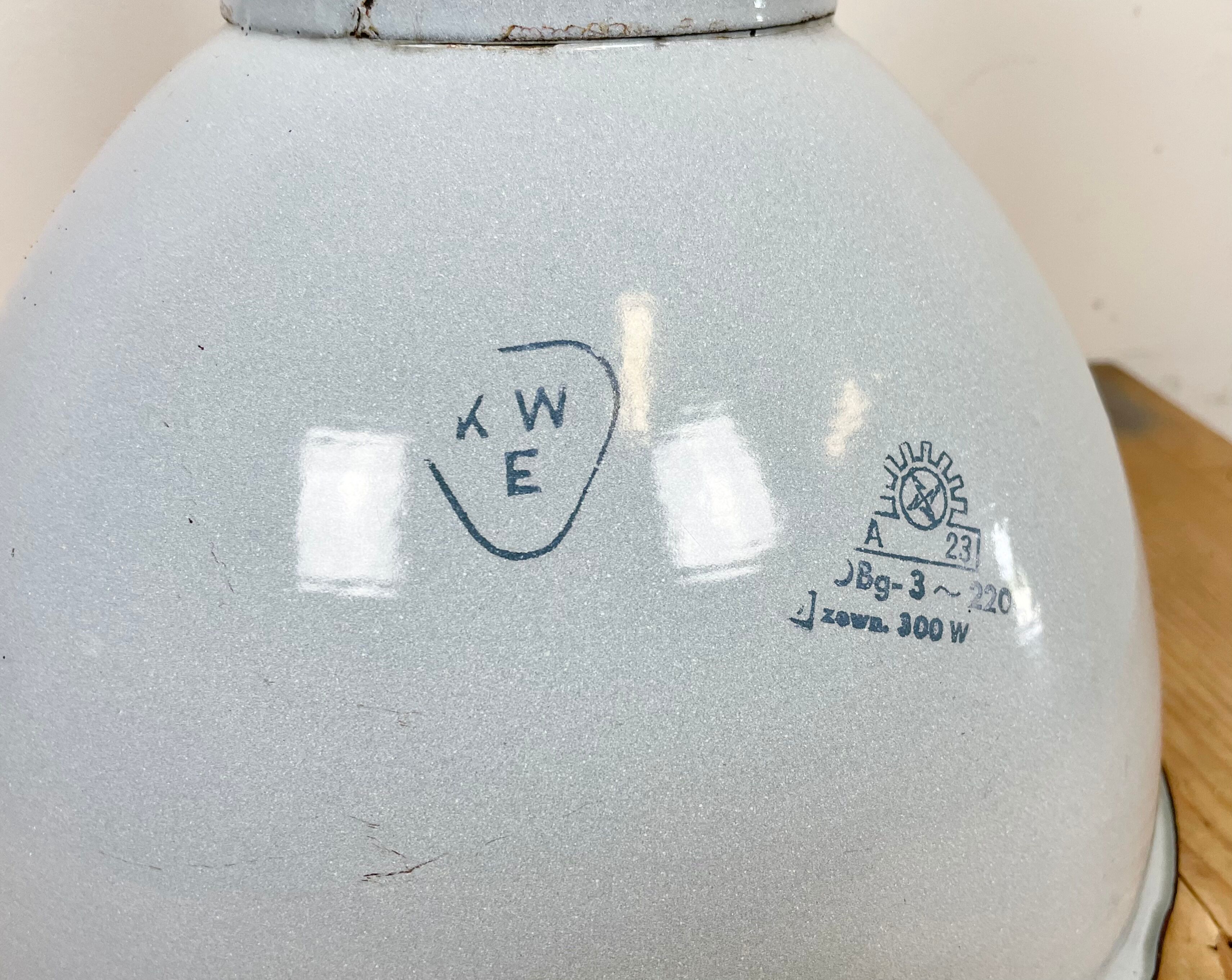 Industrial Grey Enamel Pendant Lamp, 1960s