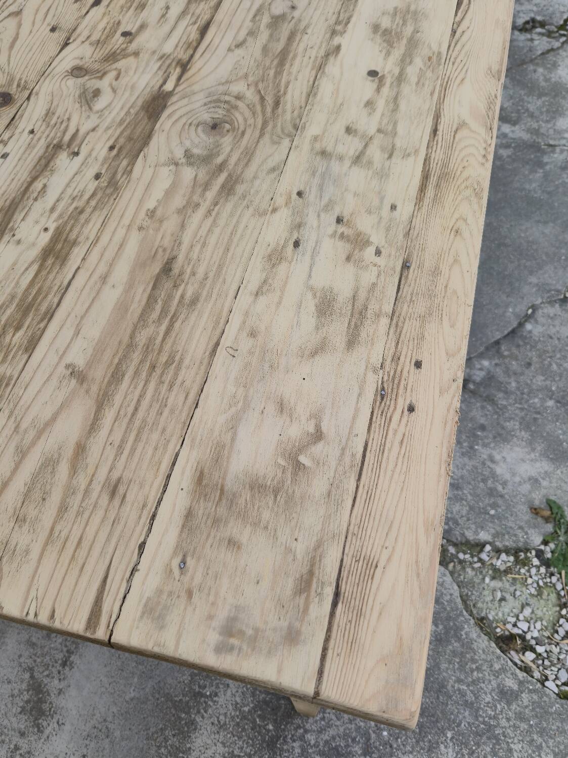 Rustic farmhouse table in fir, 1900