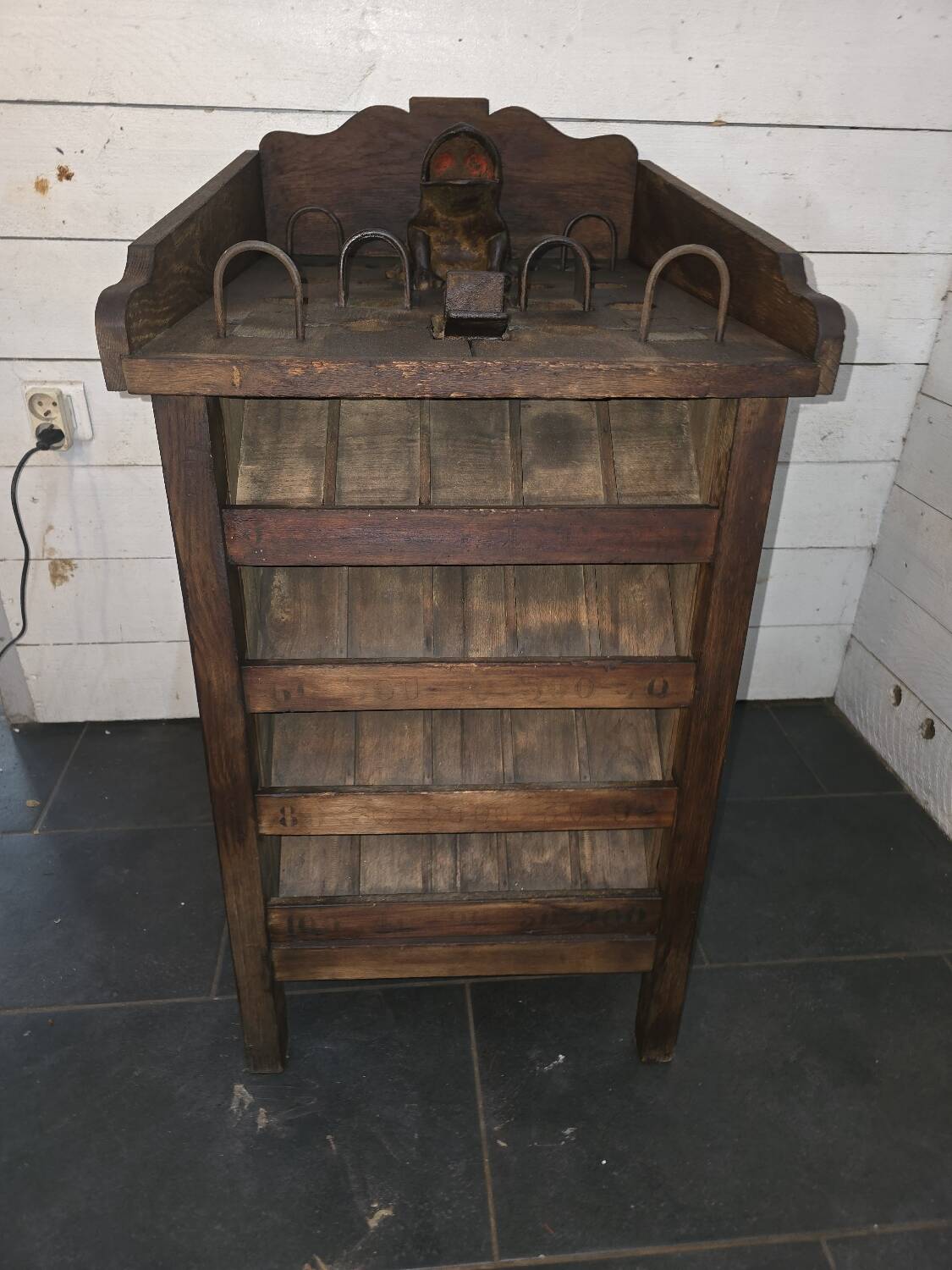 Vintage wooden bistro frog game