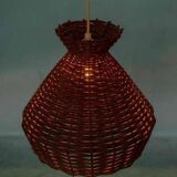 Bohemian suspension from the sixties, woven vintage lampshade.