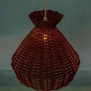 Bohemian suspension from the sixties, woven vintage lampshade.