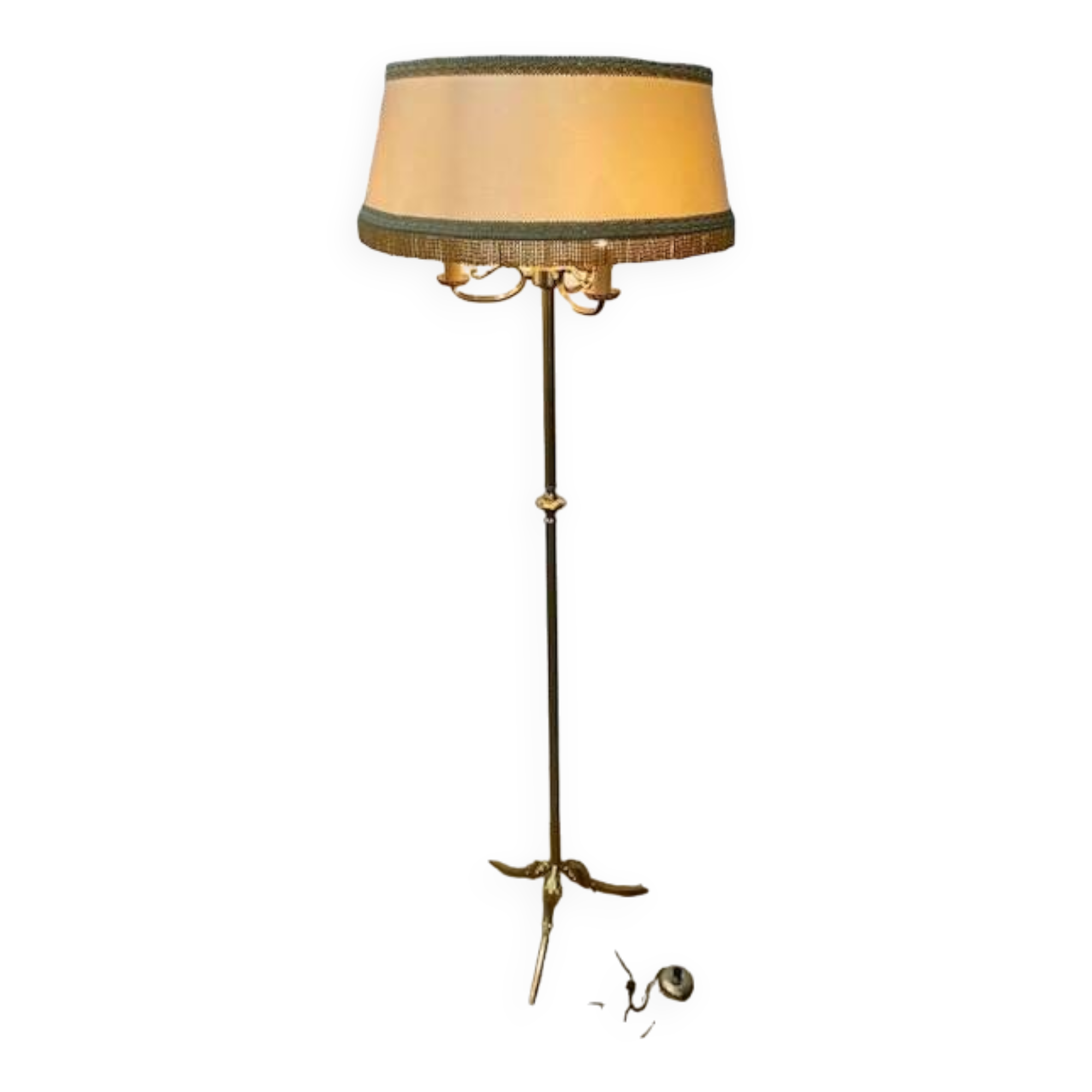 Tripod floor lamp in gold metal