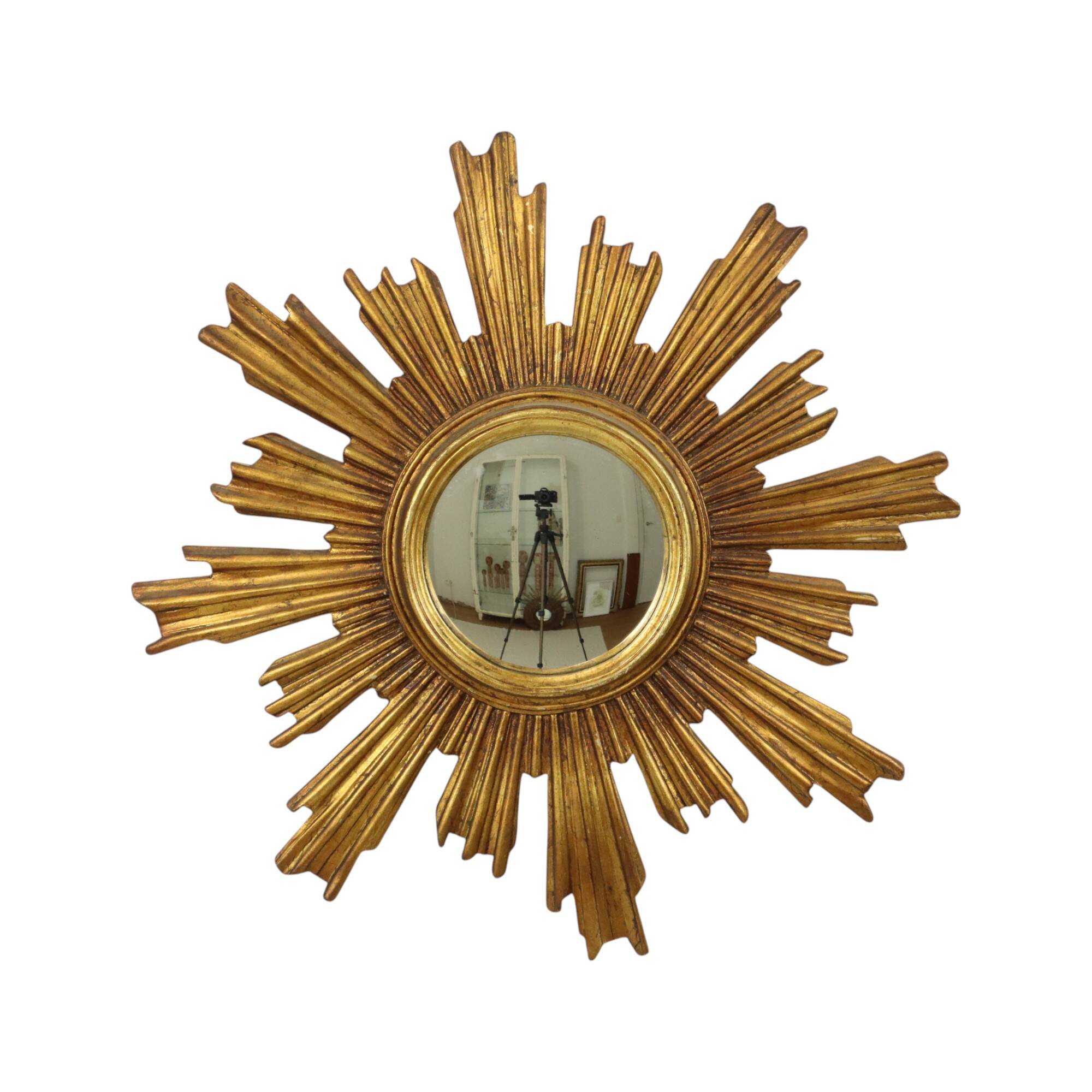 Large Sun Mirror Gold Leaf Gilded Sunburst Mirror 54cm