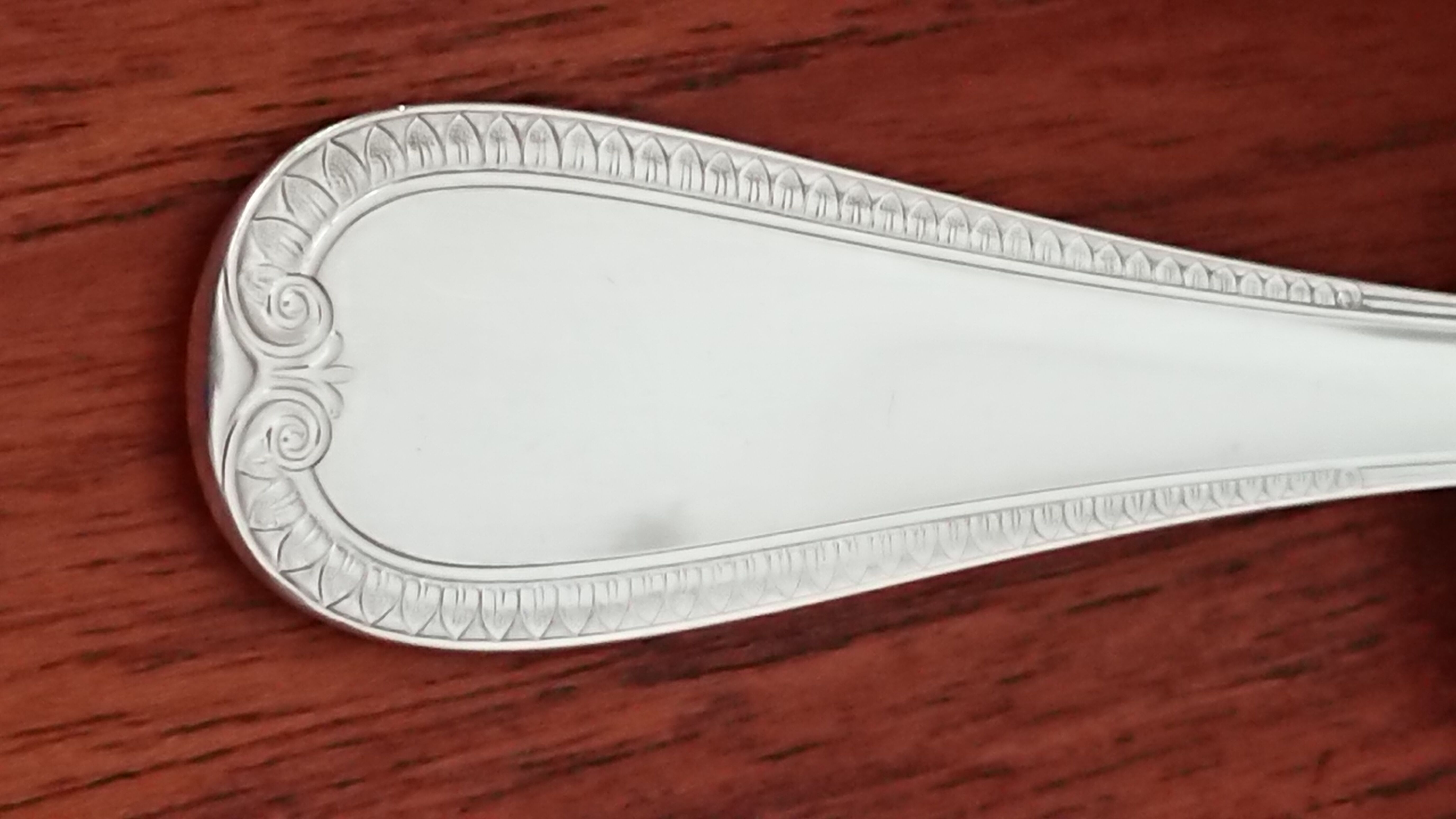 Christofle silver metal serving spoon, malmaison model