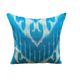 Silk Ikat Square Cushion Cover, Sky Blue Vintage Abraj, Handwoven, 16x16