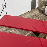Duo of wall shelves in vintage red and black wood  1970.