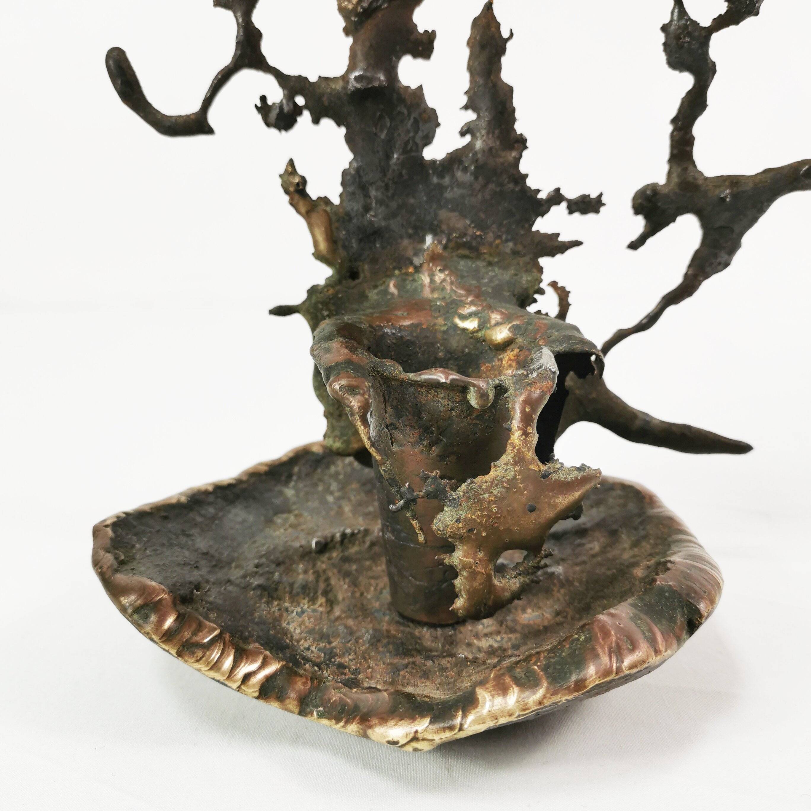 Brutalist cast iron candlestick, Belgium, 1960s.